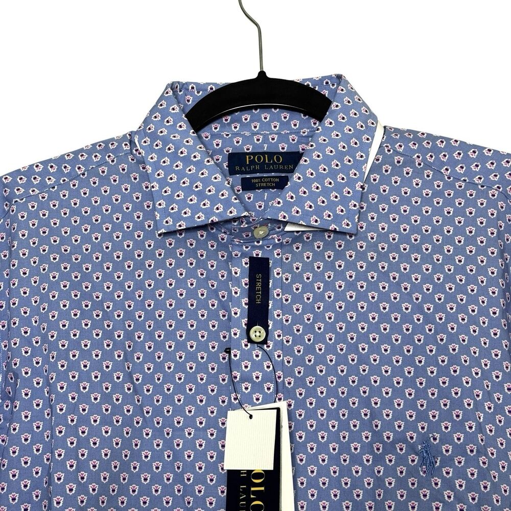 NWT Polo Ralph Lauren Men’s Blue‎ Floral Print L Long Sleeve Button Down Shirt